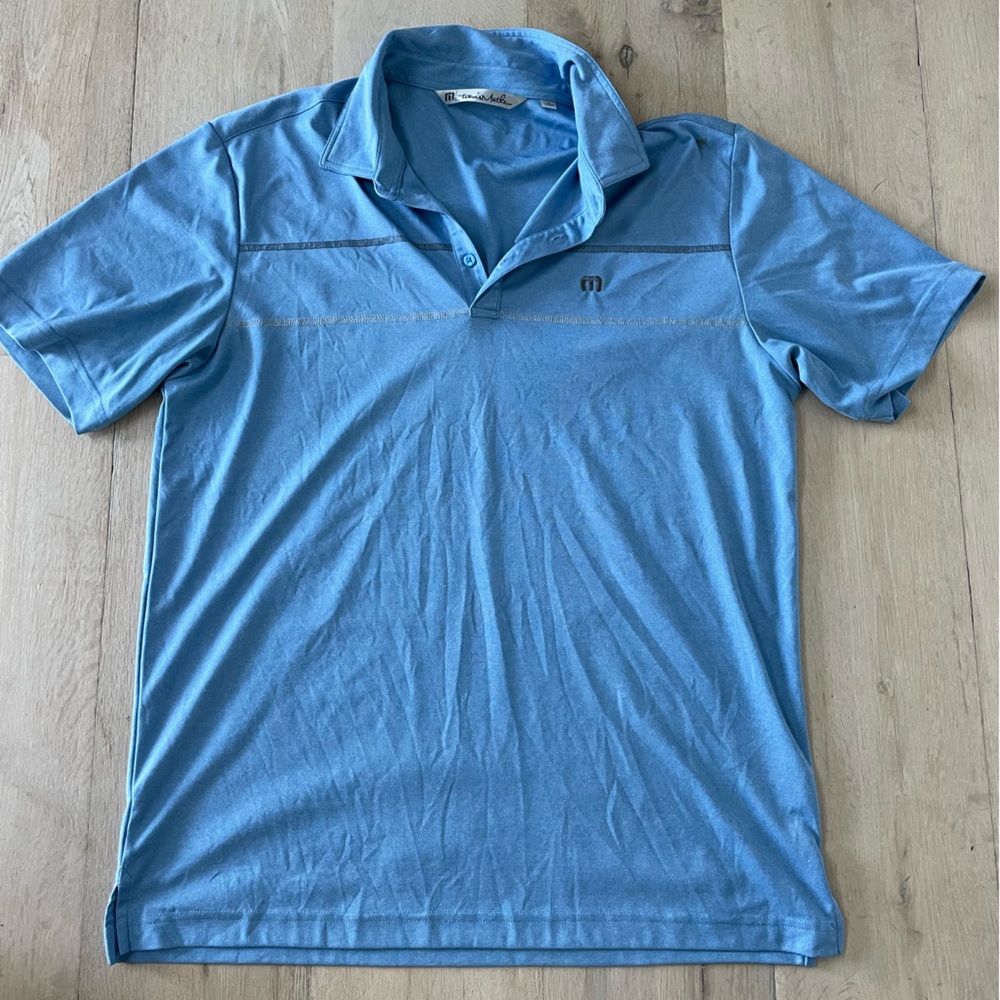 Travis Mathew Blue Double Stripe Golf Athleisure Polo Size Large